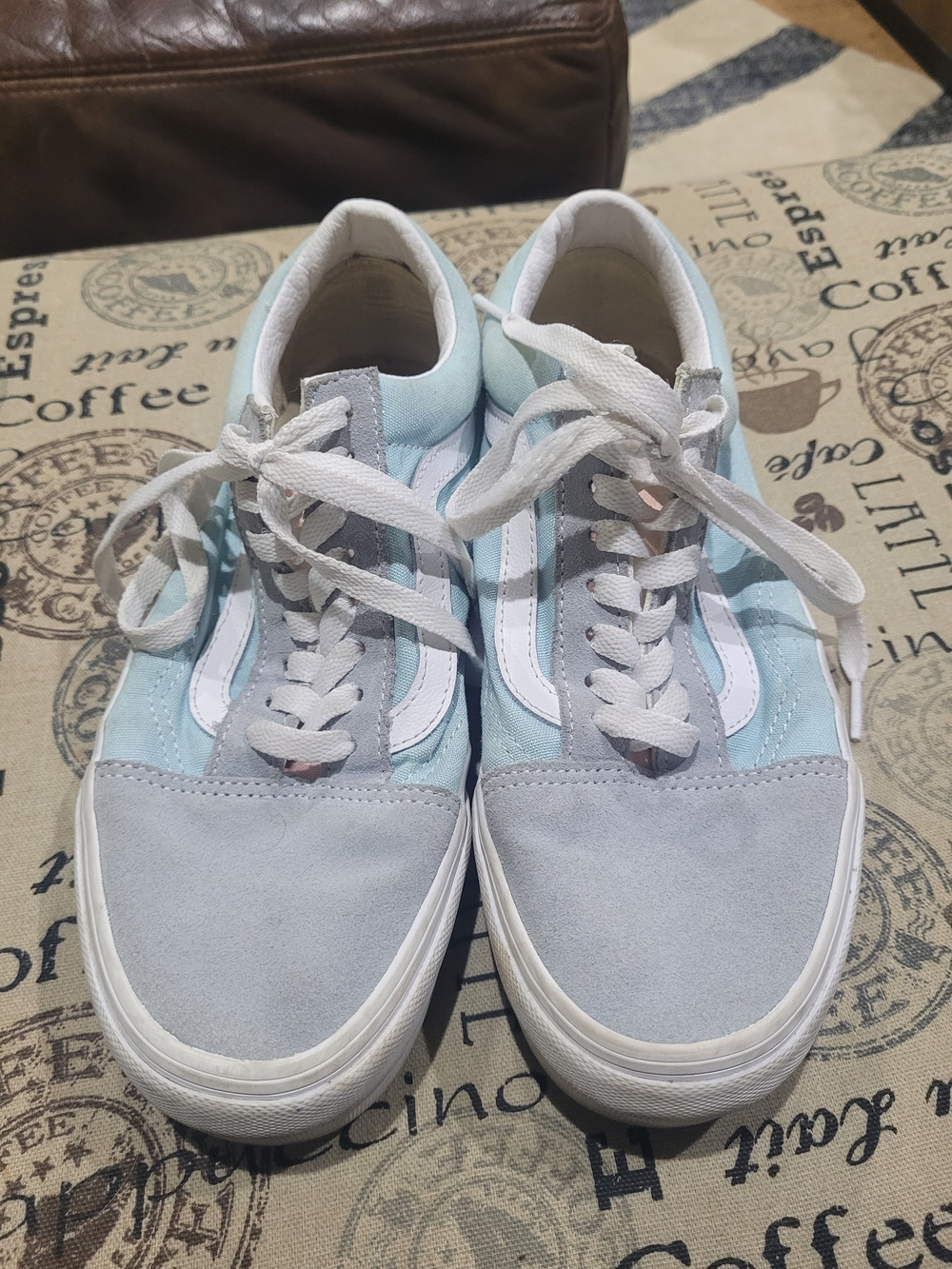 Light Blue & White Low-Top Platform Canvas Sneakers